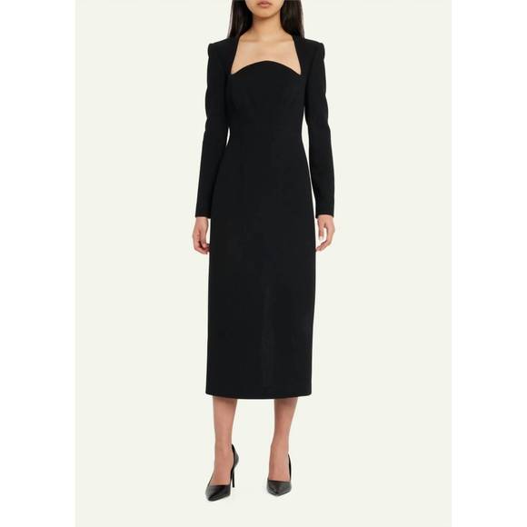 NEW ROLAND MOURET long sleeve midi dress in black - Picture 1 of 4
